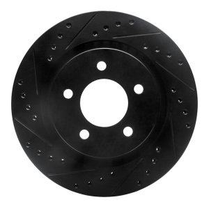 Chrysler 300M Brake Rotor (1) - Front Left - R1 Concepts - Drilled & Slotted - Black - `99-`04